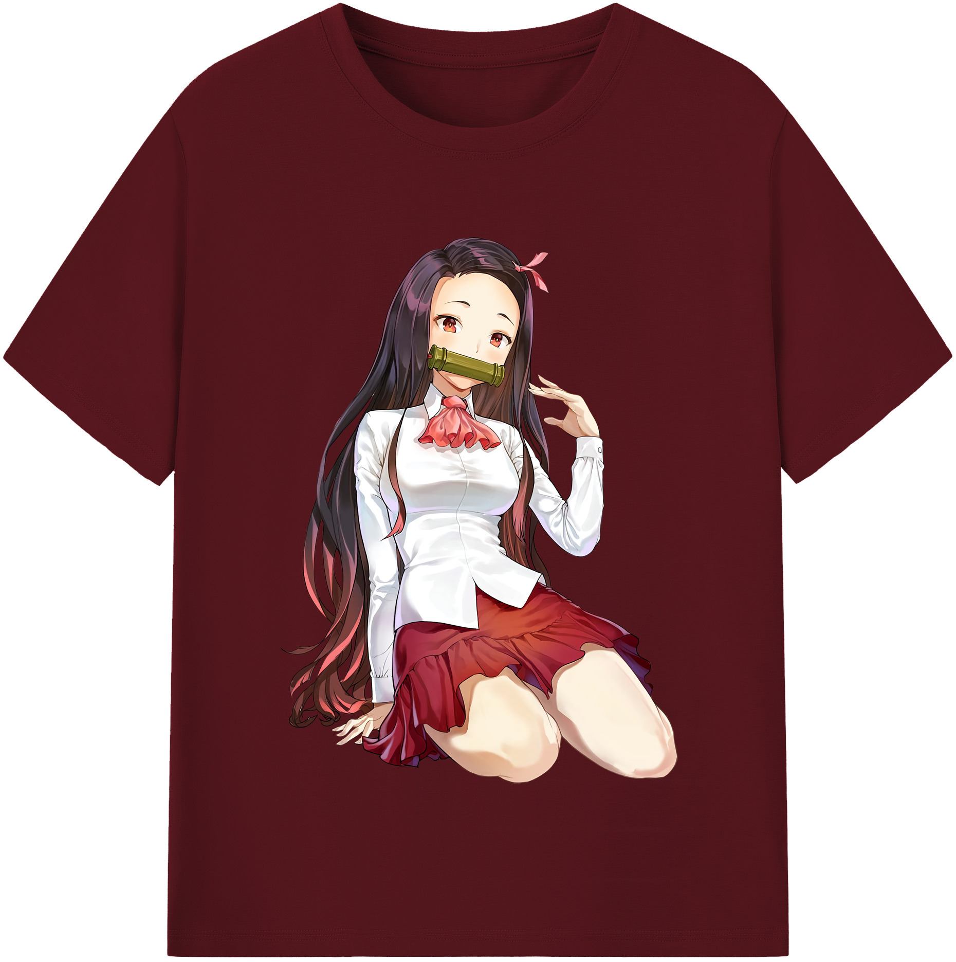 （画像用） 鬼滅の刃（きめつのやいば）竈門 禰󠄀豆子／かまど ねずこ Kamado Nezuko 綿100％半袖Tシャツ（フロントプリント）
